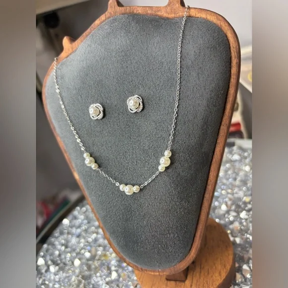 Pearl & Silver elegant Jewelry Set NIP - Picture 4 of 8